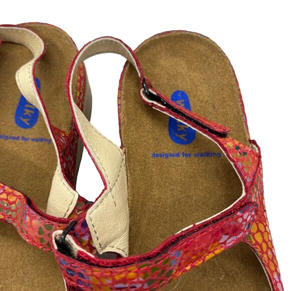 Wolky Sandals Women's Sz 42 Fantasy Red Pink Mulitcolor Comfort Hook Loop - Picture 5 of 16